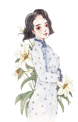 水彩女孩