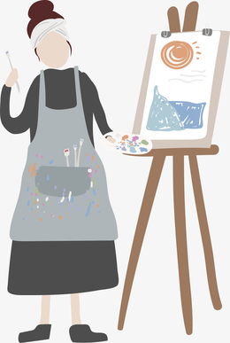手绘画家女孩