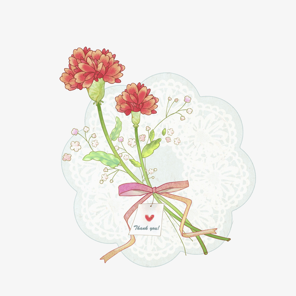 手绘水彩康乃馨装饰图案