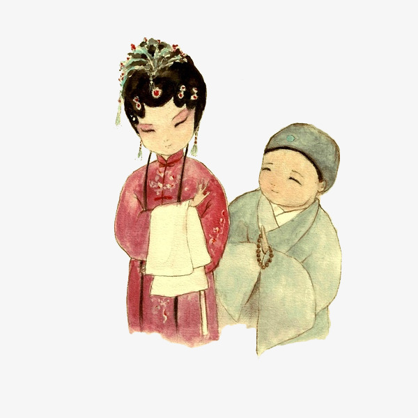 手绘水彩昆剧红楼梦熙凤弄权插画
