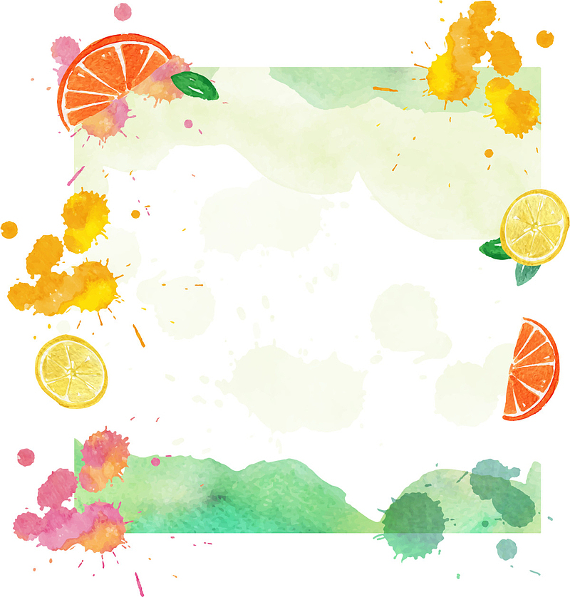 夏日水彩水果框架