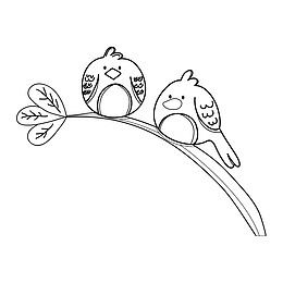 停在树枝上的鸟儿简笔画