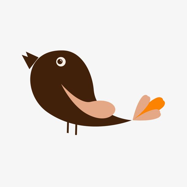 卡通手绘黑色鸟图案