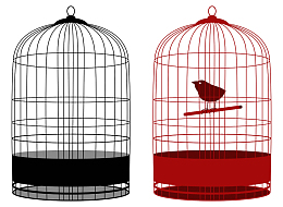 红色鸟笼与黑色鸟笼