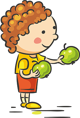 矢量图手拿苹果的男孩