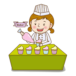 免费png做糕点的女孩免费png免费png卡通做蛋糕的女孩免抠图免费pngai