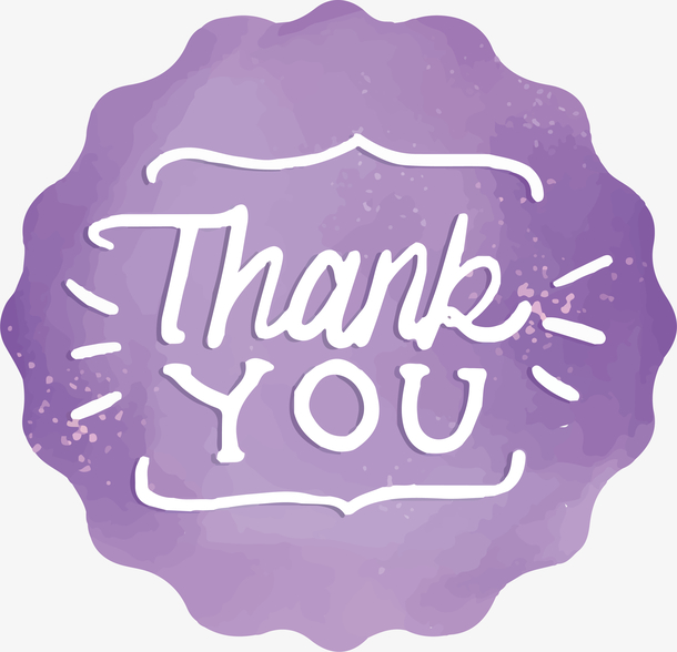 紫色水彩谢谢你