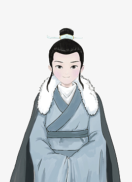 png手绘复古男士梅长苏pngpng卡通扁平男子感冒生病场景pngaipng矢量