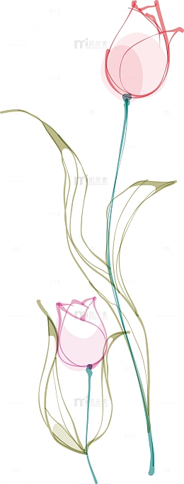 百合花简笔中国风百合花