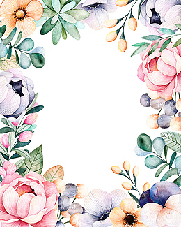 小清新鲜花边框手绘插画