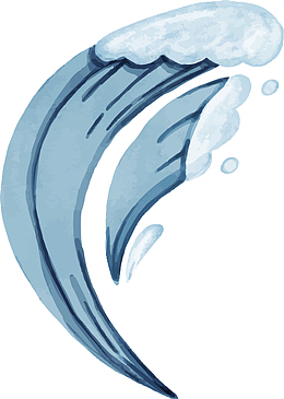 手绘蓝色汹涌海浪