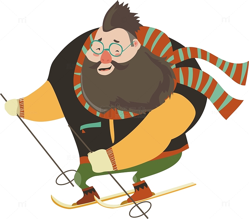 矢量图滑雪的男人