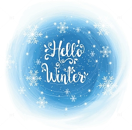 雪花花纹蓝色水彩晕染