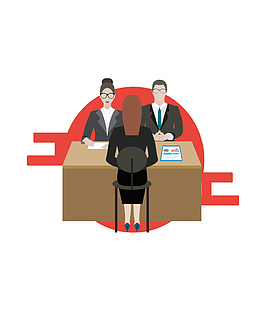 彩色创意面试官卡通插画