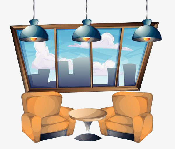 休息室里的圆桌与沙发