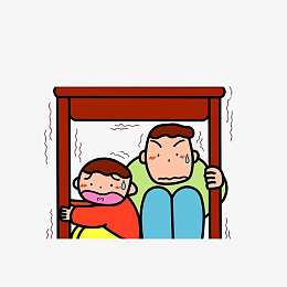 躲在桌子下的父子