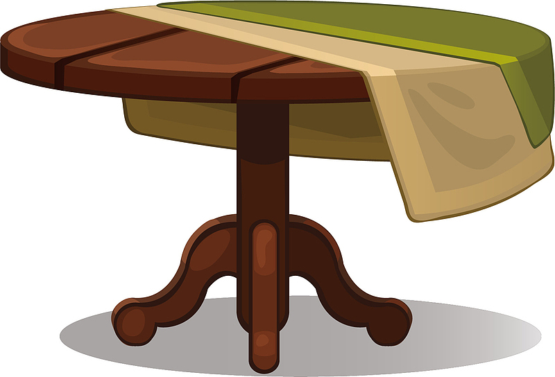 矢量图铺着桌布的褐色桌子