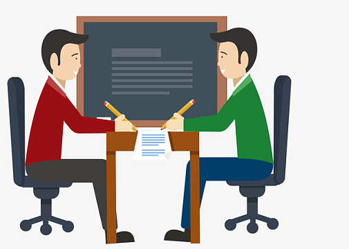 卡通扁平化一对一教学交谈课堂p