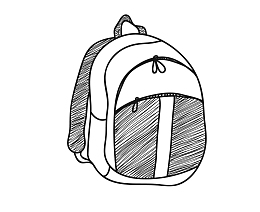 矢量卡通素描学生书包