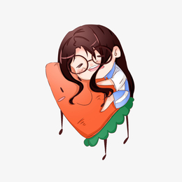 卡通手脚并趴在书桌上睡觉的女学
