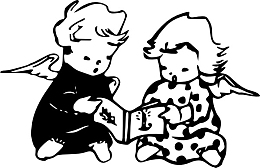 手绘素描小孩阅读