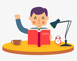 卡通学习读书的男孩子