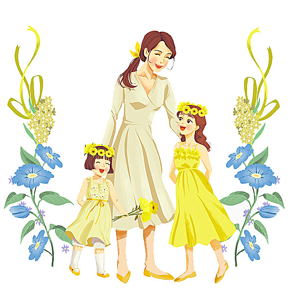 漂亮妈妈与她的小公主们装饰PNG