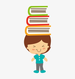 手绘卡通学生头顶三本书