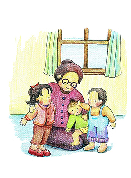 奶奶与孙子