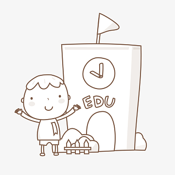 小男孩和学校简笔画