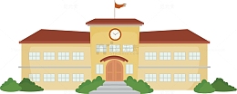 矢量图现代化红黄教学楼
