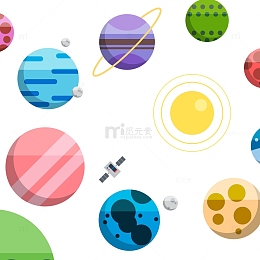 扁平化太空星球插画矢量