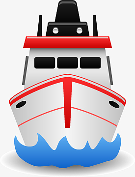 卡通扁平化行驶的船正面