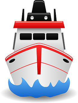 卡通扁平化行驶的船正面