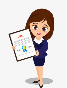 卡通扁平化职业女性颁发荣誉证书