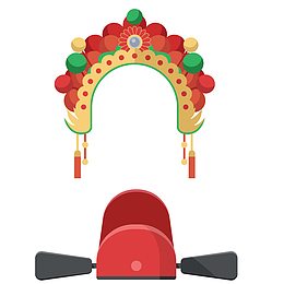 卡通扁平化婚礼人物的头饰