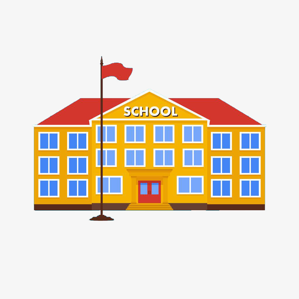 扁平化校园教学楼矢量图