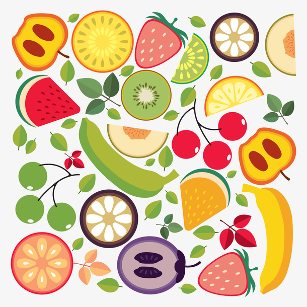 扁平化水果和树叶矢量图免抠素材免费下载_觅元素51yuansu.com