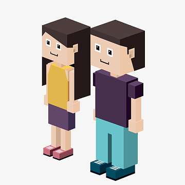 卡通乐高情侣人物设计