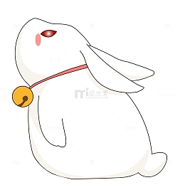 白色手绘月兔元素