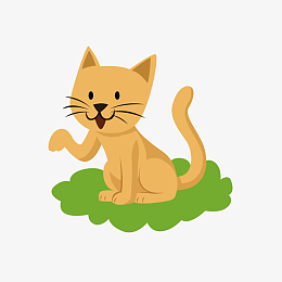 彩色扁平化小猫卡通插画