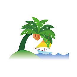 创意扁平化海滩