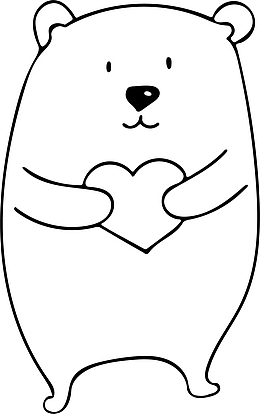 卡通简约黑白插画小清新小白熊