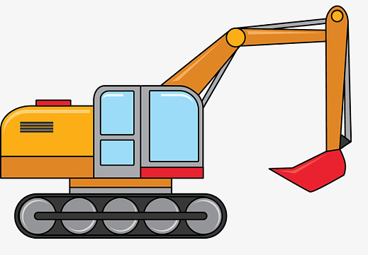 扁平化手绘卡通挖掘机
