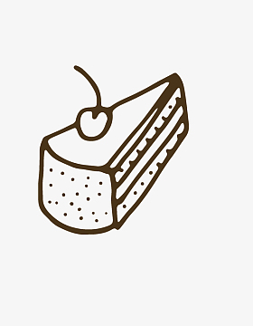 卡通简约黑白物体插画小清新美食