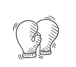 卡通简约黑白插画小清新拳击手套