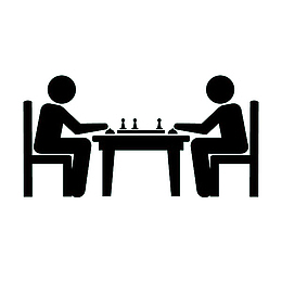 手绘扁平黑色下棋