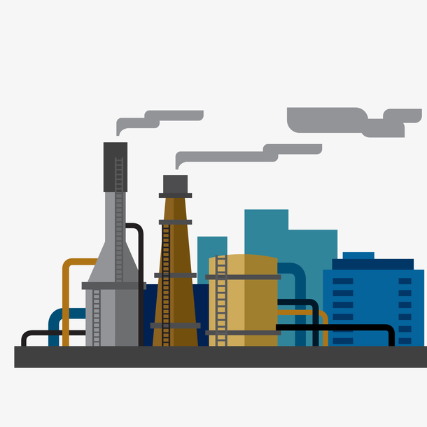 卡通扁平化生产中的工业区