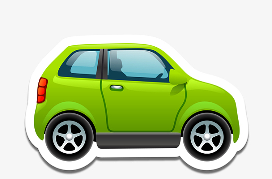 卡通绿色出行小车矢量图