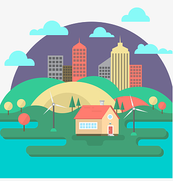 卡通生活环境城市扁平化矢量图